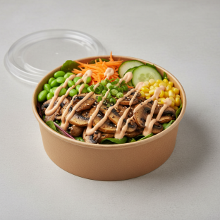 Mushrooms Poke Salad Bowl with YumYum Sauce