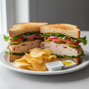 Oven Roasted Turkey Sourdough Sandwich with Chips