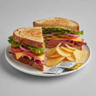 Black Forest Ham and Cheddar Dutch Crunch Sandwich with Chips