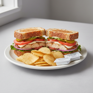 Roasted Chicken and Mozzarella Dutch Crunch Sandwich with Chips