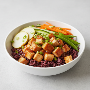 Nut-Free Chicken Purple Rice Bowl with Tamarind Sauce (No Cashews)