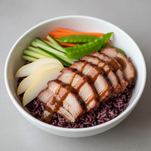 Nut-Free Pork Shoulder Purple Rice Bowl with Tamarind Sauce (No Cashews)
