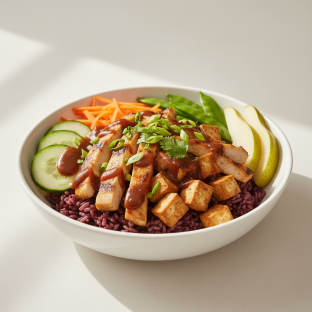 Nut-Free Protein Combo Purple Rice Bowl with Tamarind Sauce (No Cashews)