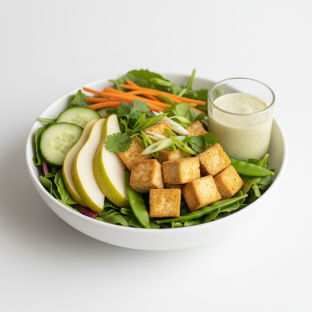 Nut-Free (V) Tofu Salad with Ginger Lime Sauce (No Cashews)