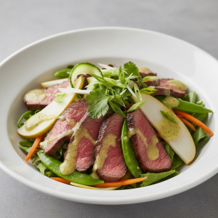 Nut-Free Wagyu Beef Salad with Ginger Lime Sauce (No Cashews)