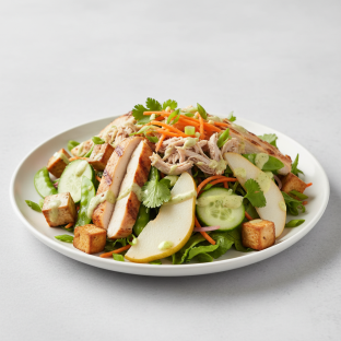 Nut-Free Protein Combo Salad with Ginger Lime Sauce (No Cashews)