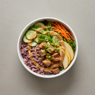 Nut-Free Pork Shoulder 50-50 Bowl with "Peanut" Sauce (No Cashews)