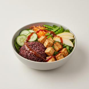 Nut-Free (V) Organic Tofu 50-50 Bowl with Tamarind Sauce (No Cashews)