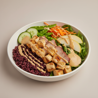 Nut-Free Protein Combo 50-50 Bowl with "Peanut" Sauce (No Cashews)