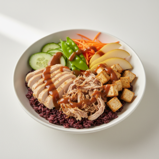 Nut-Free Protein Combo Purple Rice Bowl with Tamarind Sauce (No Cashews) Nut-Free Protein Combo Purple Rice Bowl with Tamarind Sauce (No Cashews)