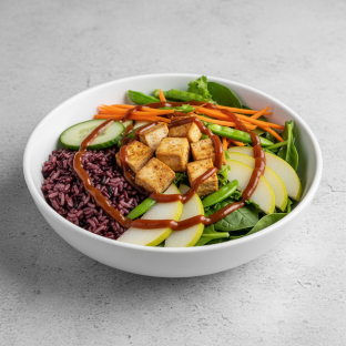 Nut-Free (V) Organic Tofu 50-50 Bowl with Tamarind Sauce (No Cashews) Nut-Free (V) Organic Tofu 50-50 Bowl with Tamarind Sauce (No Cashews)