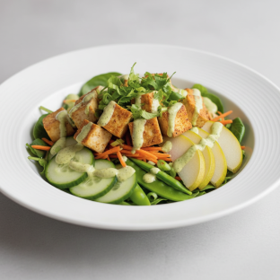 Nut-Free (V) Tofu Salad with Ginger Lime Sauce (No Cashews)