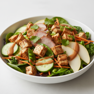 Nut-Free Protein Combo Salad with "Peanut" Sauce (No Cashews)