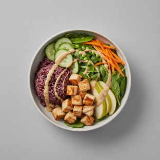Nut-Free Chicken 50-50 Bowl with "Peanut" Sauce (No Cashews)