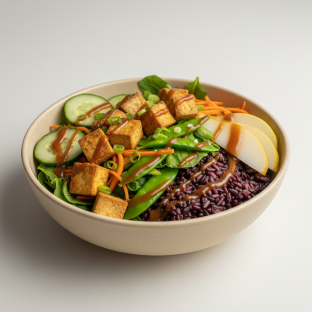 Nut-Free (V) Organic Tofu 50-50 Bowl with Tamarind Sauce (No Cashews)
