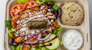 Chicken Gyro Salad with Rice Pilaf
