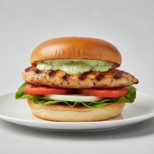Grilled Chicken Burger with Pesto Mayo