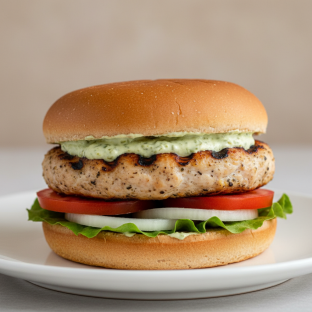 Gluten Free Grilled Chicken Burger with Pesto Mayo