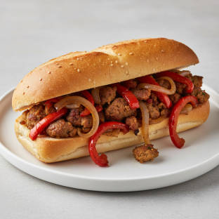 Beyond Sausage Pepper & Onion Sandwich