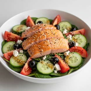 Baked Salmon Asian Sesame Salad