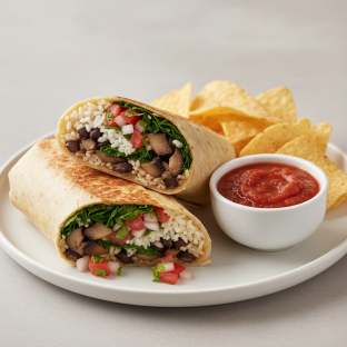 Mushroom and Spinach Burrito Meal Mushroom and Spinach Burrito Meal