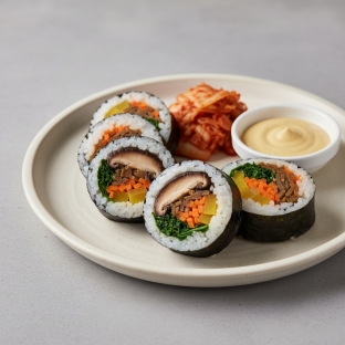 Mushroom Kimbap with Kimchi Mushroom Kimbap with Kimchi