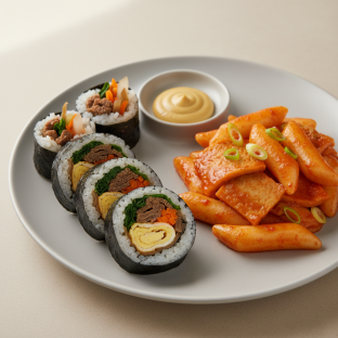 Beef Kimbab with Tteokbokki Beef Kimbab with Tteokbokki