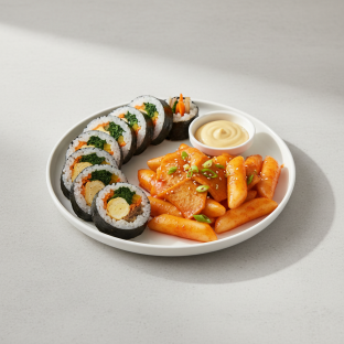 Chicken Kimbab with Tteokbokki Chicken Kimbab with Tteokbokki