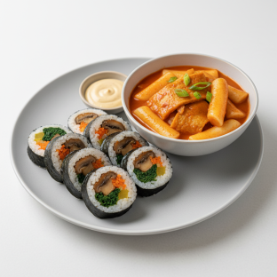 Mushroom Kimbap with Vegan Tteokbokki Mushroom Kimbap with Vegan Tteokbokki