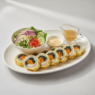 Egg Kimbab with Salad Egg Kimbab with Salad