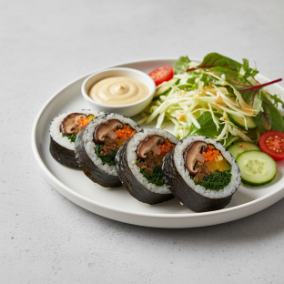 Mushroom Kimbap with Salad Mushroom Kimbap with Salad