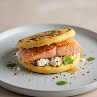 Arepa Con Queso with Salmon Arepa Con Queso with Salmon