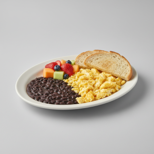 El Continental with Scrambled Eggs and Frijoles Negros El Continental with Scrambled Eggs and Frijoles Negros