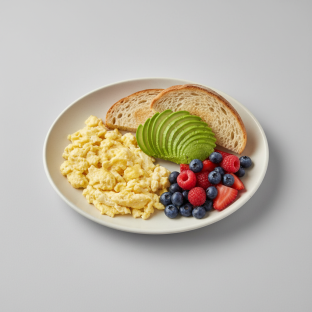 El Continental with Scrambled Eggs and Avocado El Continental with Scrambled Eggs and Avocado