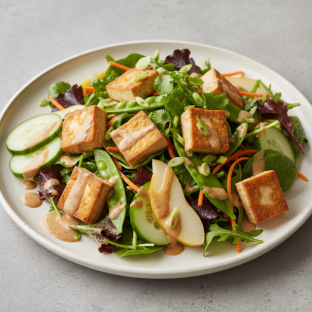 Nut-Free (V) Tofu Salad with "Peanut" Sauce (No Cashews)