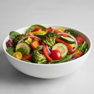 Roasted Veggie Mixed Greens Salad