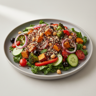 Roasted Veggie Quinoa and Kale Salad