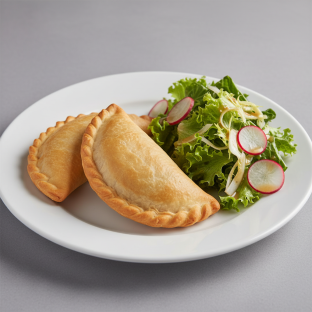 Two Saltena Beef Empanadas with Mixed Green Salad