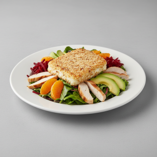 Goat Cheese and Macadamia Crust Salad with Chicken Goat Cheese and Macadamia Crust Salad with Chicken