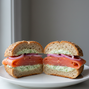 Smoked Salmon, Dill Cream Cheese & Pickled Onion on Multigrain Smoked Salmon, Dill Cream Cheese & Pickled Onion on Multigrain