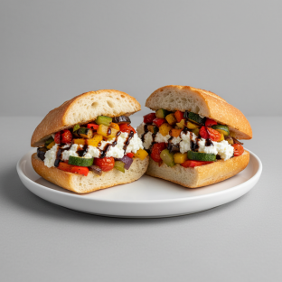 Roasted Vegetable, Whipped Ricotta & Balsamic Glaze (Vegetarian) Roasted Vegetable, Whipped Ricotta & Balsamic Glaze (Vegetarian)