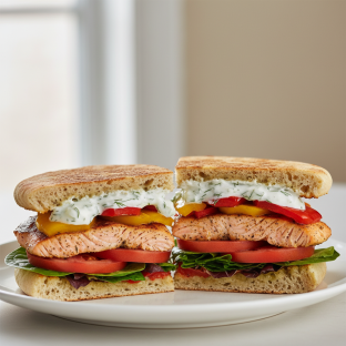 Gluten-Free Mediterranean Salmon Sandwich Gluten-Free Mediterranean Salmon Sandwich