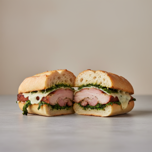 Porchetta, Broccoli Rabe & Sharp Provolone on Italian Hero Porchetta, Broccoli Rabe & Sharp Provolone on Italian Hero