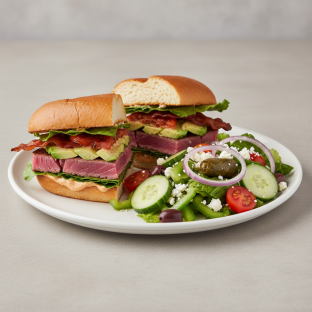 Tuna BLT Sandwich with Greek Salad Tuna BLT Sandwich with Greek Salad