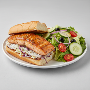 Miso Salmon Sandwich with Chef Salad Miso Salmon Sandwich with Chef Salad