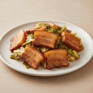 Twice Cooked Pork Belly with Cabbages