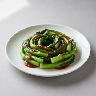 Steamed Chinese Broccoli with Vegan Oyster Sauce
