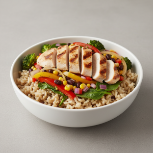 Chicken and Veggie Brown Rice Bowl