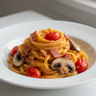 Pancetta and Portobello Fettuccine