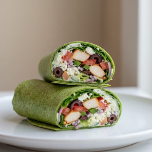 Mediterranean Chicken in Spinach Wrap